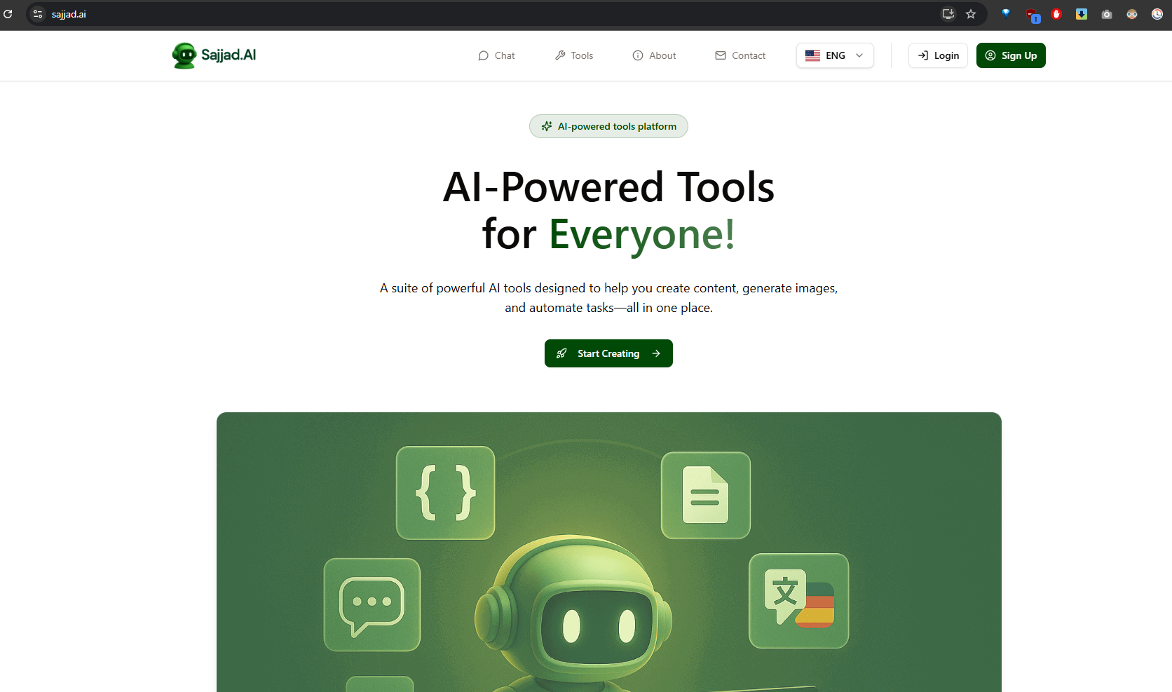 sajjad.ai Interface Mockup